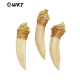 Natural Retro Tooth Beads Gold-Plated Pendant for Car Decoration or Collection