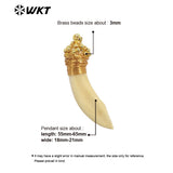 Natural Retro Tooth Beads Gold-Plated Pendant for Car Decoration or Collection
