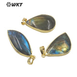 Natural Labradorite Pendant with Single Loop Stone Jewelry