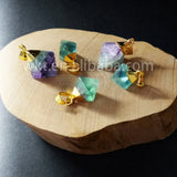 Natural Rainbow Fluorite Point Pendant with Mixed Stone Fluorite
