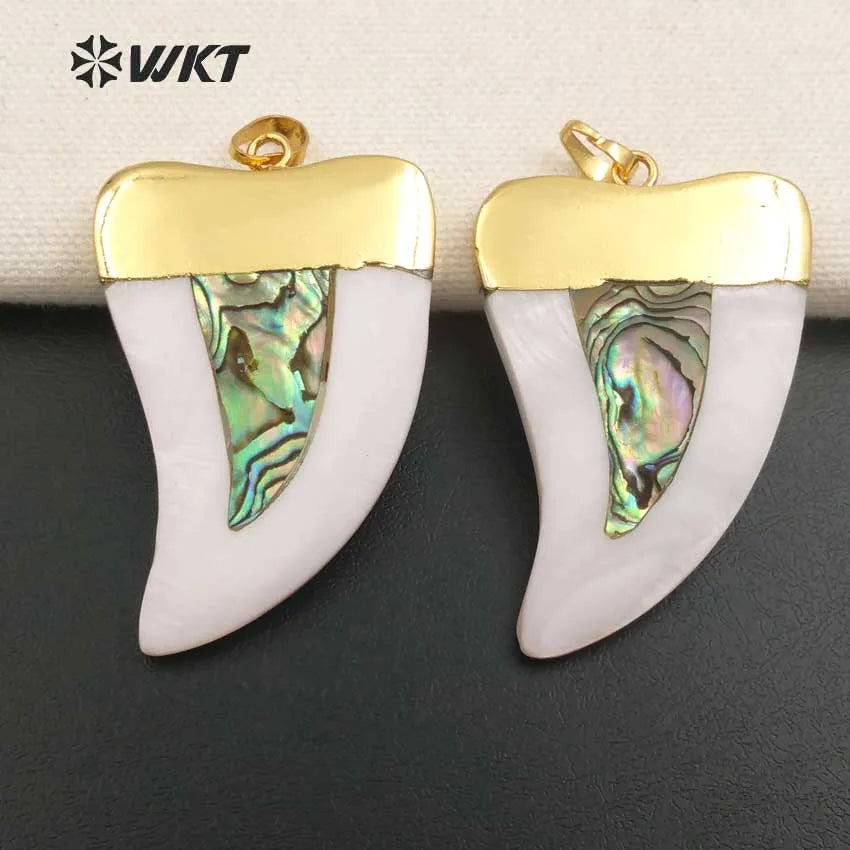 24k Natural Big Horn Pendant Nickel Shell Horn Pendants Jewelry