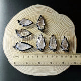Clear Quartz Druzy Stone Pendant with Gun Plating