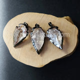 Clear Quartz Druzy Stone Pendant with Gun Plating