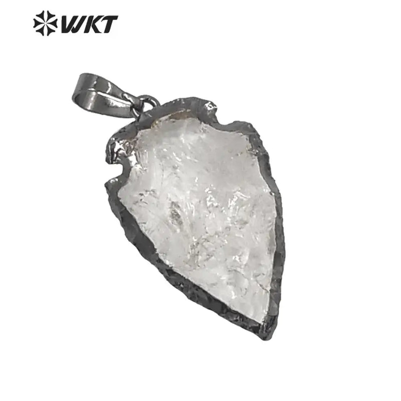 Clear Quartz Druzy Stone Pendant with Gun Plating