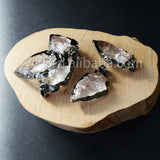Clear Quartz Druzy Stone Pendant with Gun Plating