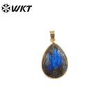 Labradorite Teardrop Pendant with Electroplated Natural Colors