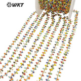 Colored Beads Stone Chain in Real Plated Jewelry Findings Chain
