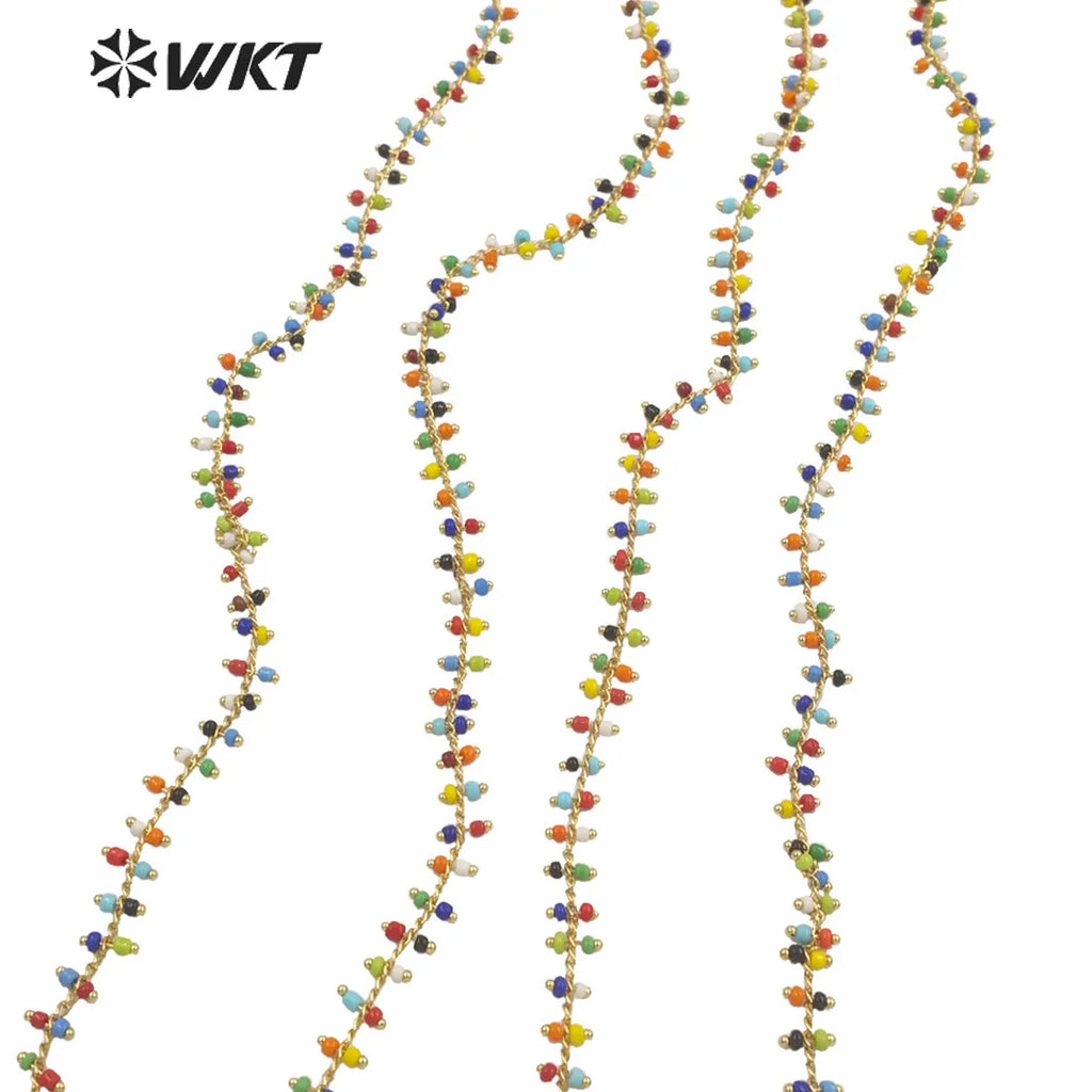 Colored Beads Stone Chain in Real Plated Jewelry Findings Chain
