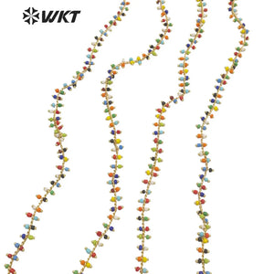 Colored Beads Stone Chain in Real Plated Jewelry Findings Chain