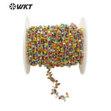 Colored Beads Stone Chain in Real Plated Jewelry Findings Chain