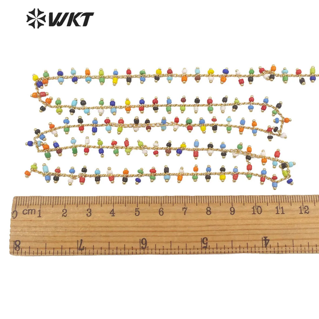 Colored Beads Stone Chain in Real Plated Jewelry Findings Chain