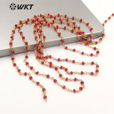 Red Beads Stone Chain in Real Plated Jewelry Findings Chain