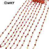 Red Beads Stone Chain in Real Plated Jewelry Findings Chain