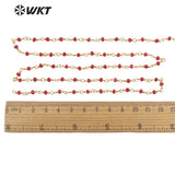 Red Beads Stone Chain in Real Plated Jewelry Findings Chain