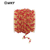 Red Beads Stone Chain in Real Plated Jewelry Findings Chain
