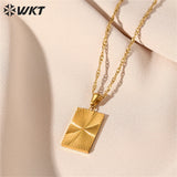 Square Flower Pendant Necklace Stainless Steel European Ins Wind