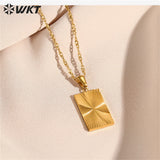 Square Flower Pendant Necklace Stainless Steel European Ins Wind