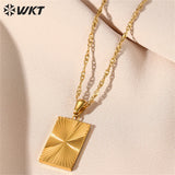 Square Flower Pendant Necklace Stainless Steel European Ins Wind