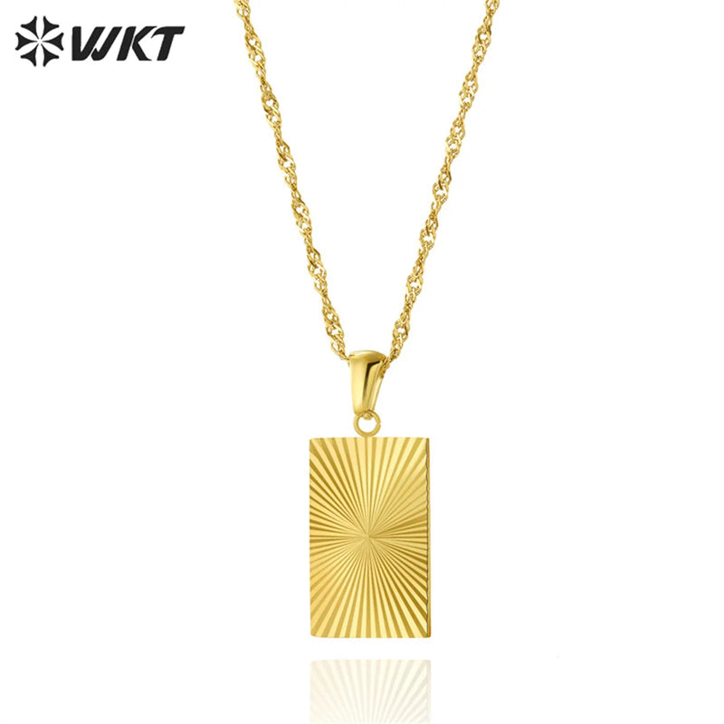 Square Flower Pendant Necklace Stainless Steel European Ins Wind