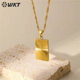 Square Flower Pendant Necklace Stainless Steel European Ins Wind
