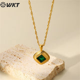 Square Shape Pendant Stainless Steel Necklace for Palace Party