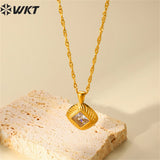 Square Shape Pendant Stainless Steel Necklace for Palace Party