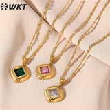 Square Shape Pendant Stainless Steel Necklace for Palace Party