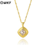 Square Shape Pendant Stainless Steel Necklace for Palace Party
