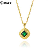 Square Shape Pendant Stainless Steel Necklace for Palace Party