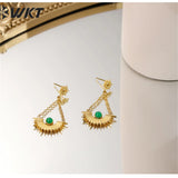 Jade & Agate Stainless Steel Stud Earrings 40mm Women Party Jewelry