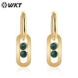 Turquoise Stainless Steel Stud Earrings Wedding Party Women Jewelry