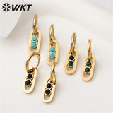 Turquoise Stainless Steel Stud Earrings Wedding Party Women Jewelry