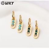 Turquoise Stainless Steel Stud Earrings Wedding Party Women Jewelry