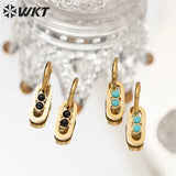 Turquoise Stainless Steel Stud Earrings Wedding Party Women Jewelry