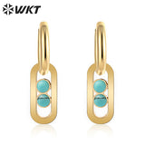 Turquoise Stainless Steel Stud Earrings Wedding Party Women Jewelry