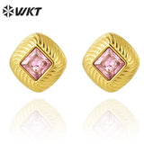 CZ Stainless Steel Stud Earrings - Women's Birthday Party Jewelry