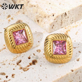 CZ Stainless Steel Stud Earrings - Women's Birthday Party Jewelry
