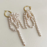 Drop Pearls Tassel Hoops Earrings Beaded Charms Baroque Jewelry