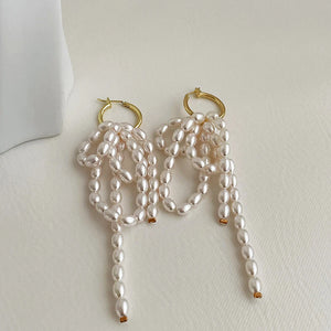 Drop Pearls Tassel Hoops Earrings Beaded Charms Baroque Jewelry