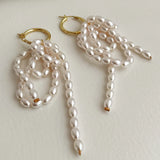 Drop Pearls Tassel Hoops Earrings Beaded Charms Baroque Jewelry