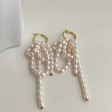 Drop Pearls Tassel Hoops Earrings Beaded Charms Baroque Jewelry