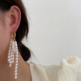 Drop Pearls Tassel Hoops Earrings Beaded Charms Baroque Jewelry