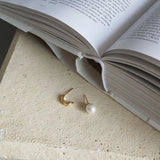 925 Silver Asymmetric Pearls Stud Geometric Hammered Post Earrings