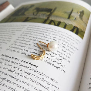 925 Silver Asymmetric Pearls Stud Geometric Hammered Post Earrings