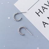 925 Silver Beaded Hoop Earrings Dainty Circle Huggie Earrings Cartilage
