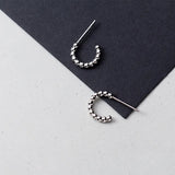 925 Silver Beaded Hoop Earrings Dainty Circle Huggie Earrings Cartilage