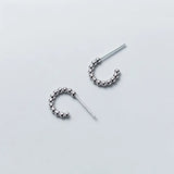 925 Silver Beaded Hoop Earrings Dainty Circle Huggie Earrings Cartilage