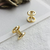 925 Silver Double Side Stud Earrings for Women Steampunk Tiny Circle Earrings
