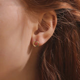 925 Silver Double Side Stud Earrings for Women Steampunk Tiny Circle Earrings