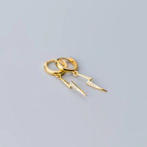 925 Silver Lightning Bolt Threader Earrings CZ Dainty Drop Piercing